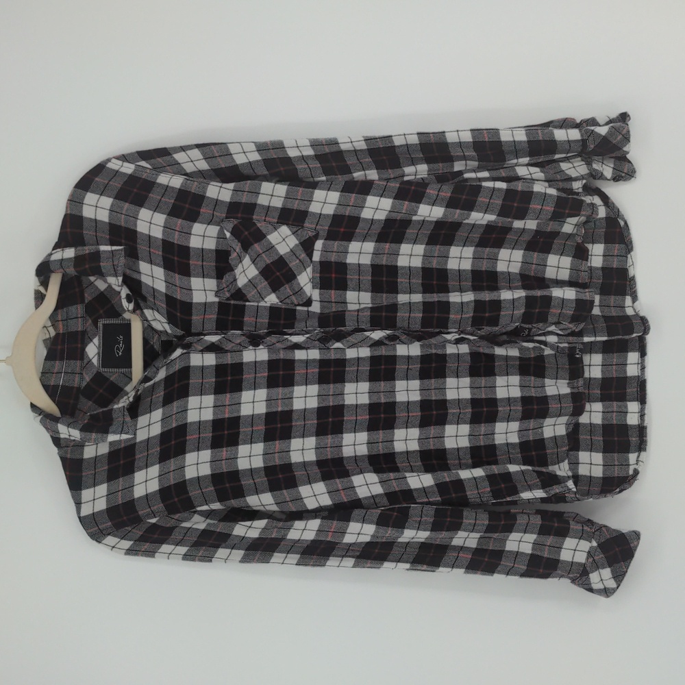 Rails Women's Flannel Plaid Top Shirt Size Medium‎ Black White Soft Button Front